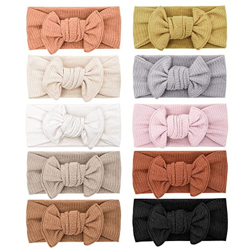 Image of Niceye Pack of 10, Baby Girls Headbands with Bows Handmade Hair Accessories Stretchy Hairbands for Newborn Infant Toddler