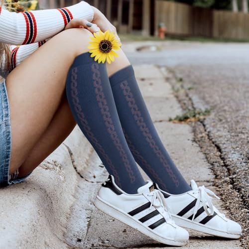 Image of 30-40mmHg Medical Graduated Compression Socks for Women&Men Circulation-Compression Stockings-Knee High Socks for Support,Hiking,Running