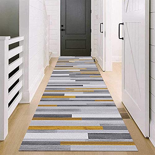 Tapis de couloir long gris jaune protège sol cuisine 60x200