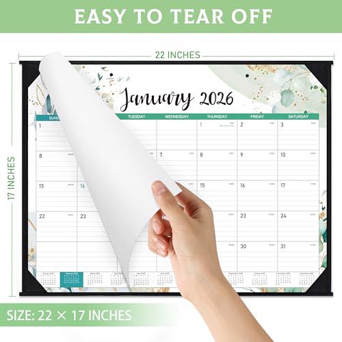 2026 Desk Calendar - Large Desk Calendar from January 2026 to December 2026, 22''x17'',12 Monthly Desk/Wall Calendar, Desk Calendars 2026 Large Space for Writing with Protect Corner