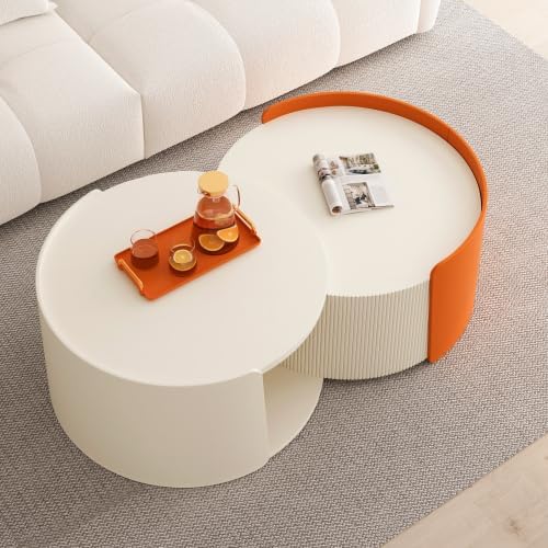 Nesting Coffee Table – Pull-Out Design, Strong and Durable Round Nesting Tables