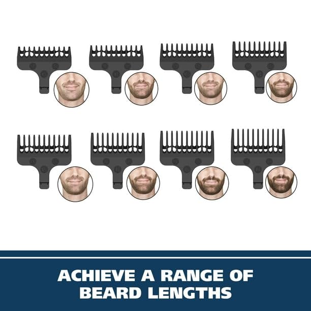 Wet/Dry Rechargeable Lithium Ion Trimmer for Men, Black/Yellow, 9899, with 8 Individual Guide Combs, Extreme Precision Blade