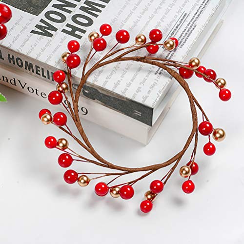 Amosfun Set of 6 Artificial Berry Wreath Candle Holder Tea Light Rings Mini Berry Garland Napkin Rings Wedding Xmas Party Table Decoration Christmas Decoration 9 x 9 cm - Image 3
