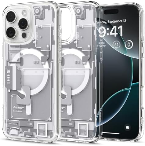 Spigen Ultra Hybrid MagFit Back Cover Case for iPhone 16 Pro, MagSafe Compatible, Air Cushion Technology - Polycarbonate + TPU | Zero One White