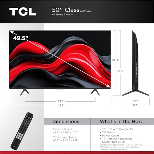 Image of TCL 50-Inch Q65 QLED 4K UHD Smart TV with Google TV (50Q651G, 2024 Model) Dolby Vision, Dolby Atmos, HDR Pro+, Game Accelerator Enhanced Gaming, Voice Remote, Works with Alexa, Streaming Television
