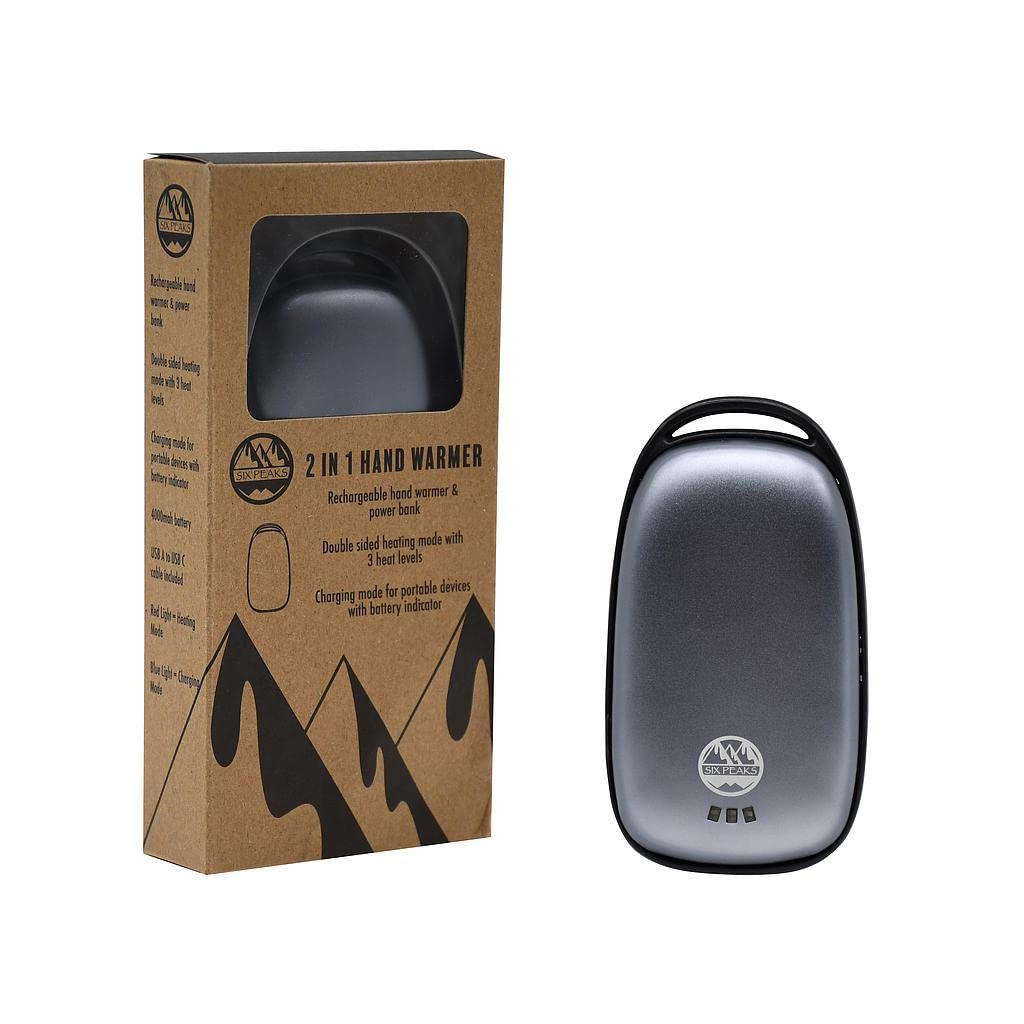 Six Peaks 2 in 1 Hand Warmer - Rechargeable, Red, 4000mAh Battery