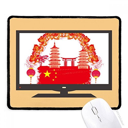 Alfombrilla de ratón de goma antideslizante roja con diseño de bandera china para ordenador