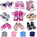 Ecore Fun 18 inch Girl Doll Accessories Includes 9 Pairs of Shoes and 4 Pairs of Socks Fit for 18 Inch Girl Doll - Sandals, Casual Shoes, Canvas Shoes, Roller Skates ect