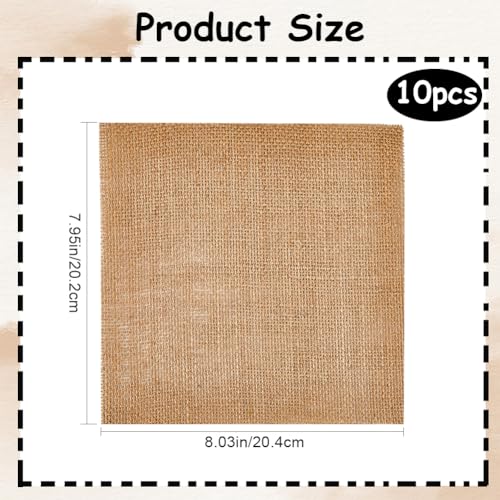 GORGECRAFT 10pcs Natural Burlap Fabric 20 * 20cm Burlap Squares Multipurpose Burlap Centerpiece Rectangle Burlap Placemats Farmhouse Gardening Country Crafts for Christmas Wedding Kitchen Table Decor - Image 2