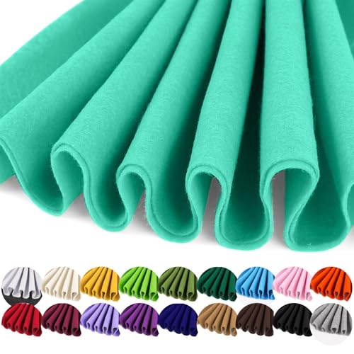 Image of IONTACH 36 inch X 36 inch Soft Felt Fabric 1.6mm Thick (Aqua Green) | Felt Sheets for Crafts, Embroidery, Patchwork, Liner, School Projects, Home Decoration