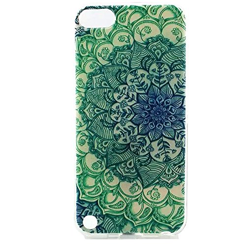 Urberry Touch 5 Case, Tpu Soft Cover for Ipod Touch 5, Green Leaf Pattern Case with a Free Stylus