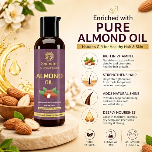 Image of Raughan-e-Badam Shireen Sweet Almond Oil, 100% Pure, Unrefined, for Hair, Skin, Nails, Face, Hands, 100ml