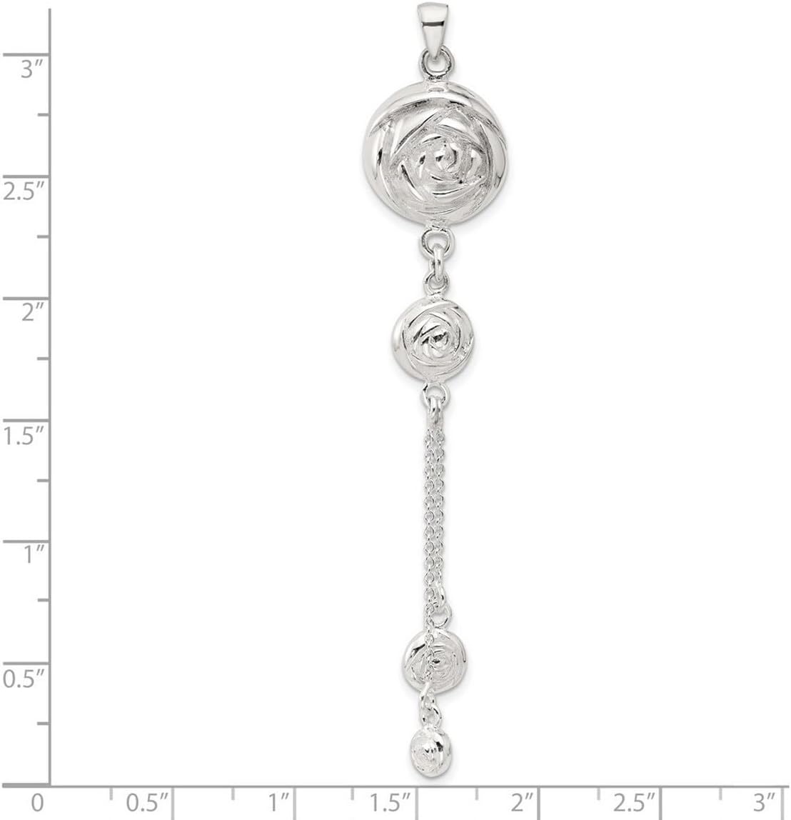 JewelryWeb Polished Textured Flowers Double Strand Chain Pendant 78.4x15.25mm Wide Strand Necklace for Women and Men