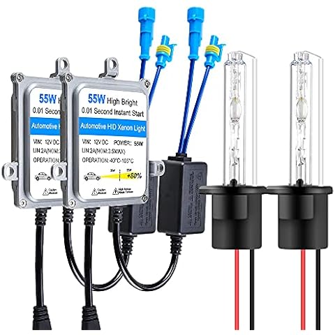 Chemini H1 55W HID Xenon Conversion Kit HID Ballast Replacement Extremely Bright Car Headlight Lamp Xenon Bulb Conversion Kit 6000K High Low Beam Cover