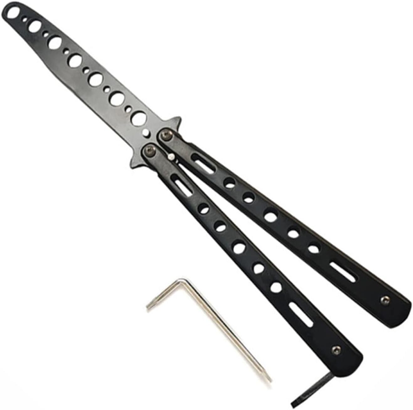KAFENDA Butterfly knife, butterfly knife trainer, practice stainless steel training tool for training and practice, stainless steel (black)