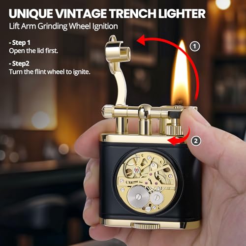 Encendedor vintage de cuero hecho a mano y diseño mecánico miniatura 2