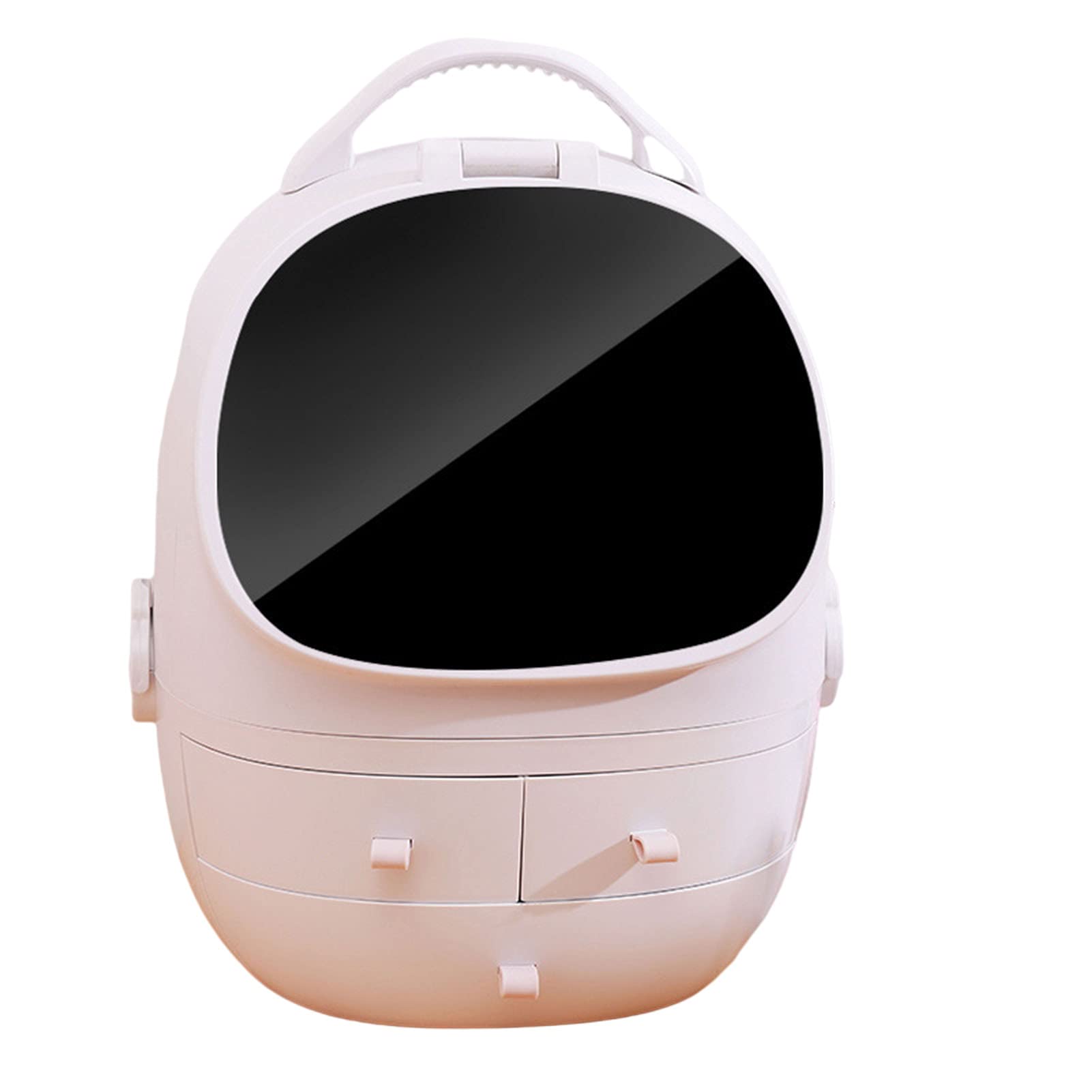 Barmalmnh Organizer per Trucchi, Scatola per Cosmetici per Unghie, Organizer per Trucchi da Viaggio Professionale, Specchio per Trucco con Luce a LED Girevole a 360 Gradi, Ricarica USB, per Comò LED