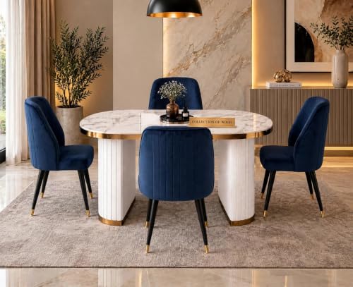 Premium 4Seater Wooden Dining Table Set|Nano Composite Marble Top...