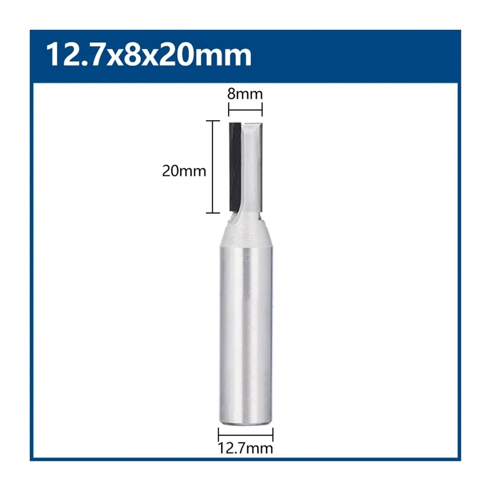 1PC Frez prosty z diamentowym frezem czołowym, 2-ostrzowy frez CNC do płyt Slicate Board(12.7x8x20mm)