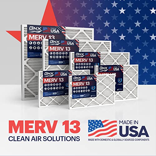 Image of BNX TruFilter 20x23x1 Air Filter MERV 13 (6-Pack) - MADE IN USA - Electrostatic Pleated Air Conditioner HVAC AC Furnace Filters for Allergies, Pollen, Mold, Bacteria, Smoke, Allergen, MPR 1900 FPR 10