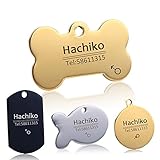 YVYOO Custom Dog Collar Stainless Steel Dog cat tag Free Engraving Pet Dog Collar Accessories ID tag Name Telephone Personalized (Golden Bone, L)