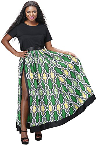 Shenbolen Women African Print Skirt Ankara Long Maxi Skirts?A,X-Large