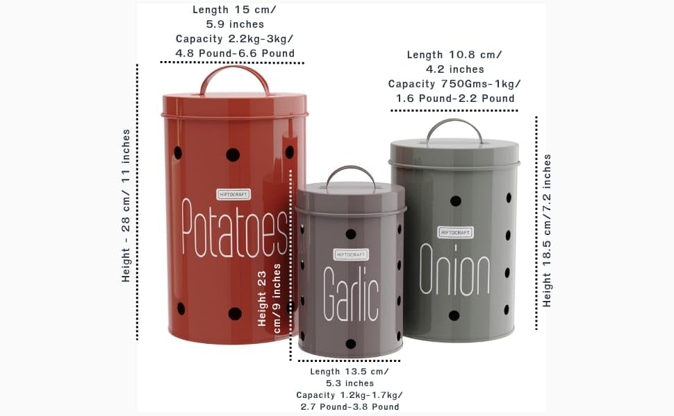 Image of Galvanized Metal Vegetable Storage Container Set - Potato, Onion & Garlic Bins with Lid | Rust-Resistant, Ventilated Kitchen Pantry Organizer | Set of 3 (Multicolor)