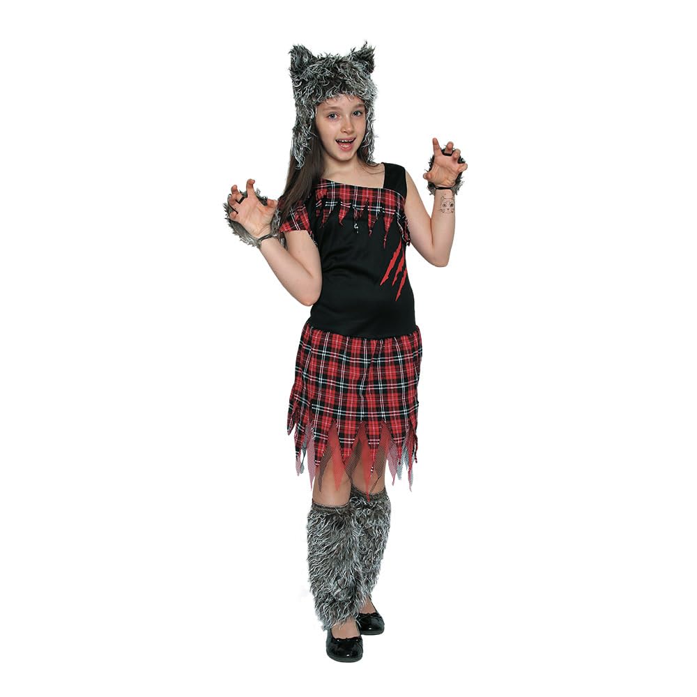 Mad Toys Werewolf Dress Up Girls Roleplay Theme Party Trick or Trick Halloween Child Costumes, 7-8 Years