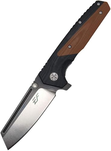 Eafengrow EF68 Cuchillo plegable D2 hoja y mango G10 con rodamiento de bolas de clip, herramienta de transporte diario para supervivencia de rescate
