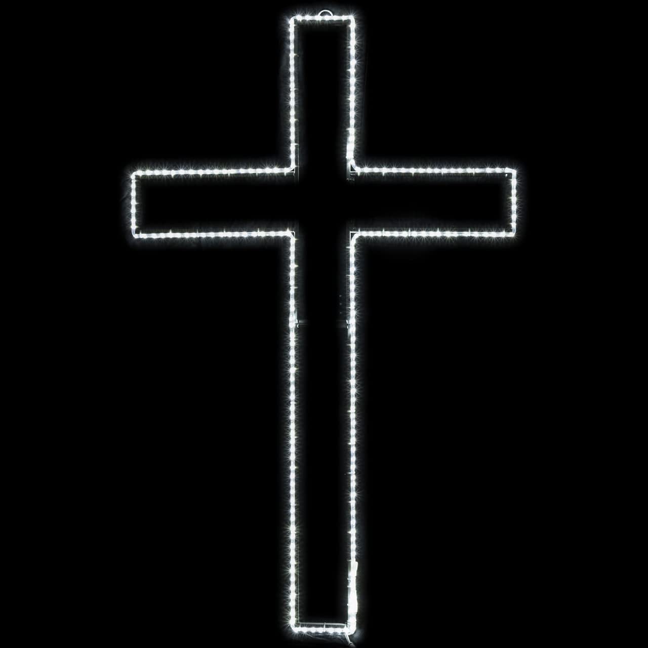 ElectricArt 72 Inch Cool White LED Rope Light Cross Motif - Lighted Holiday Silhouette