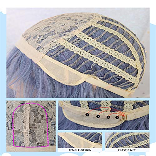 24 '' Moda Feminina Peruca Longa Cheia W/Bangs Curly Ondulado Cosplay Festa Peruca Azul