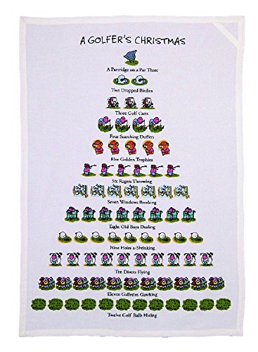 Mistletoe & Co. A Golfer's Christmas 100% Cotton Kitchen Tea Towel, 18