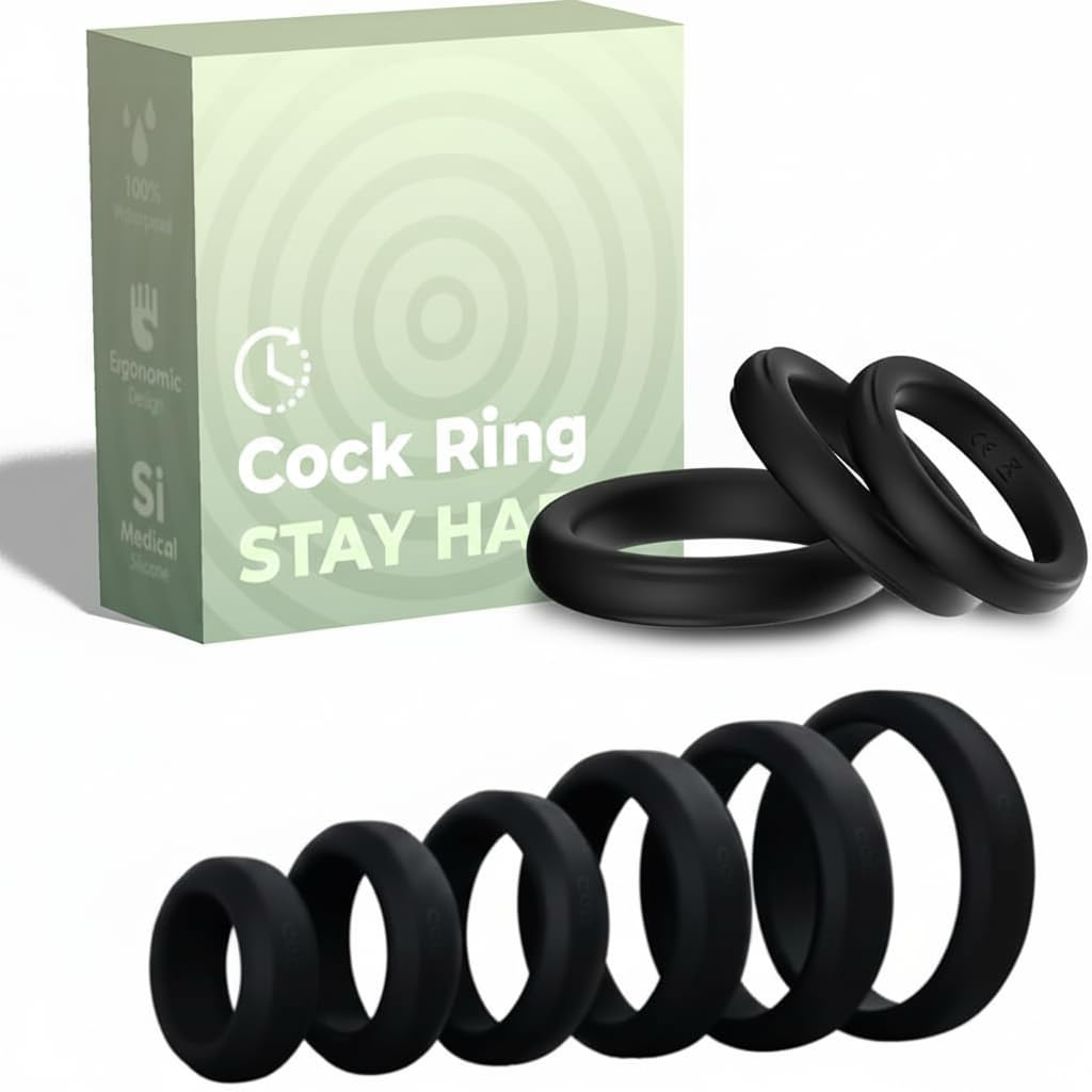 Kandid® 6-Piece Cock Ring Set (XS–XXL) – Premium Thick Silicone Performance Rings for Men | Stretchy Delay Rings for Stronger, Longer Erections, Enhanced Stamina & Comfort – Reusable & Body-Safe