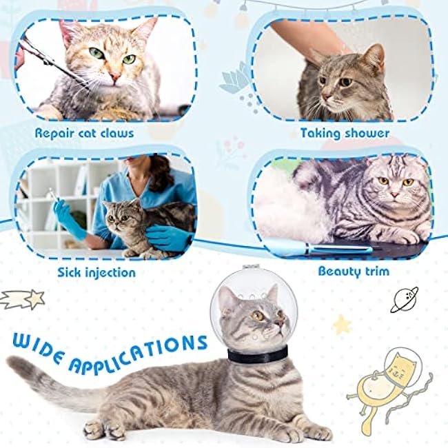 8 Pcs Cat Muzzle Set with Adjustable Cat Bathing Bag Breathable Clear Muzzle Pet Grooming Brush Tick Remover Tool Nail Clipper Nail File for Dog, Bunny Cleaning Trimming(M Size,Blue)-abd4orS7