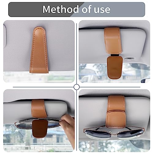 Image of TILDOSAC Magnetic Sunglass Holder for Car Visor,Leather Glasses Holder,Vehicle Accessories Sunglasses Visor Clip for Truck 2 Pack