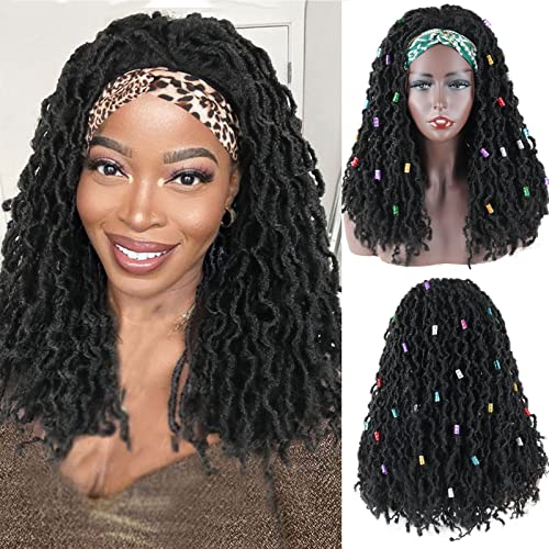 LEOSA New Faux Locs Crochet Headband Wig Synthetic Curly Dreadlock Wigs Soft Locs Crochet Hair for Black Women,Faux Locs Headband Wigs Curly Crochet Braids Wig for Women Dreads Wig New Locs Wig
