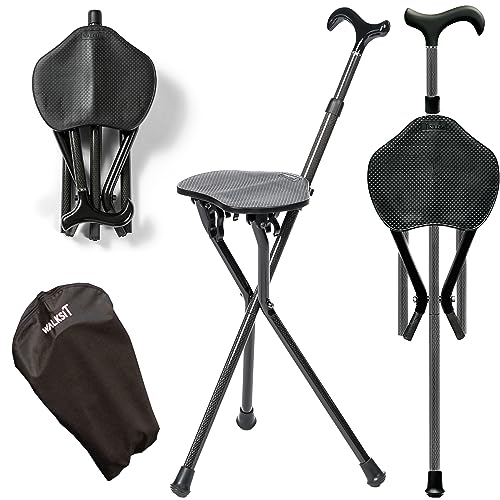 Walksit Carbon Fiber Portable Walking Stick Foldable Chair Combination with Carry Case