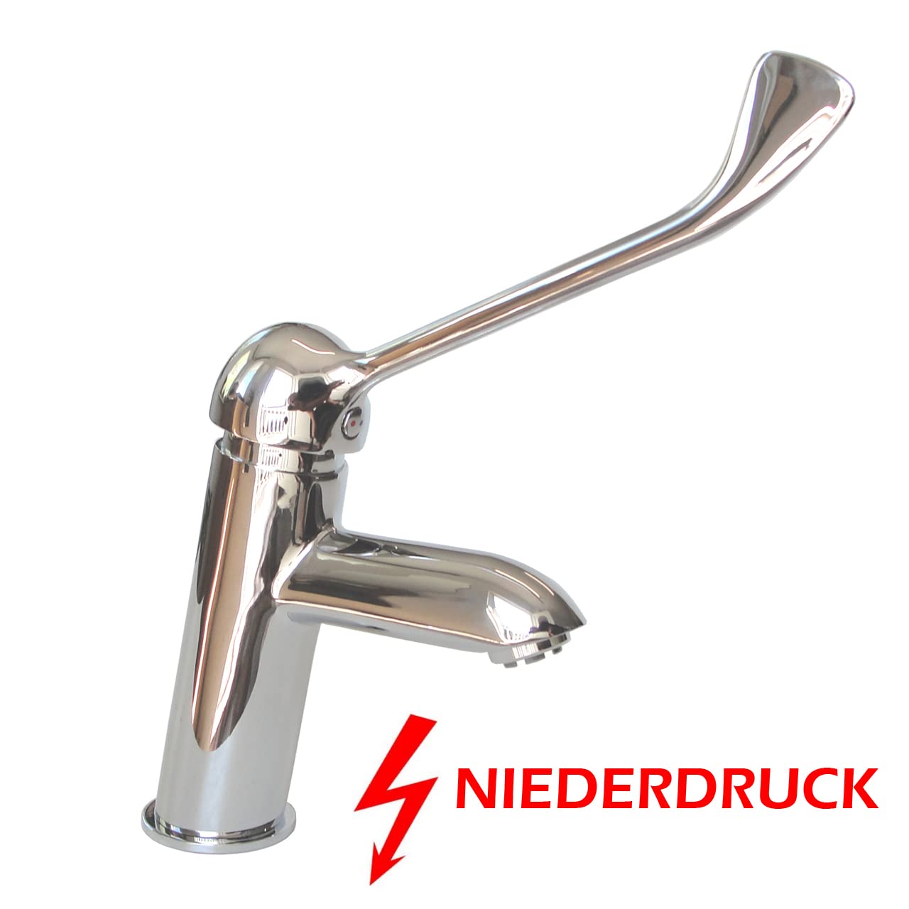 Niederdruck Hygienearmatur Waschtischarmatur Klinikarmatur Wasserhahn mit langem Hebel für Arztpraxis und Werkstatt