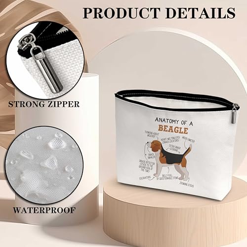 Beagle Lover Gift Anatomy Of A Beagle Makeup Bag Dog Lover Gifts Birthday Christmas Graduation Gifts for Animal Lover Dog Lover Woman Girl Mom Daughter Travel Bag-A033