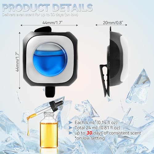Image of Car Air Freshener Vent Clip 6 Pack 4ml Each Up to 180 Days Long Lasting Scent Odor Eliminator for Women Men(Crystal Ice)