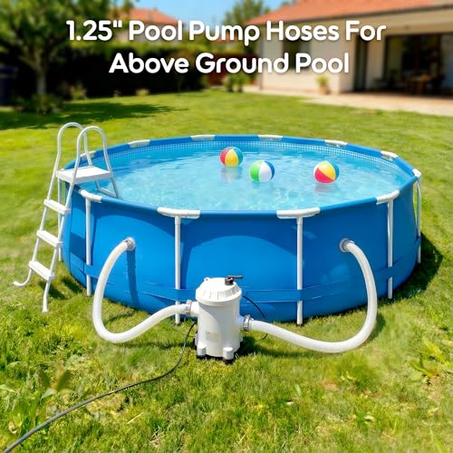 MUSCCCM Pool Pump Hose for Above Ground Pools, 1.25" Pool Hose, 59" Long Accessory Pool Pump Replacement Hoses, For Intex Pool Filter Pump 607 637 with 6 Metal Clamps (3Pack-White) by MUSCCCM - Image 6