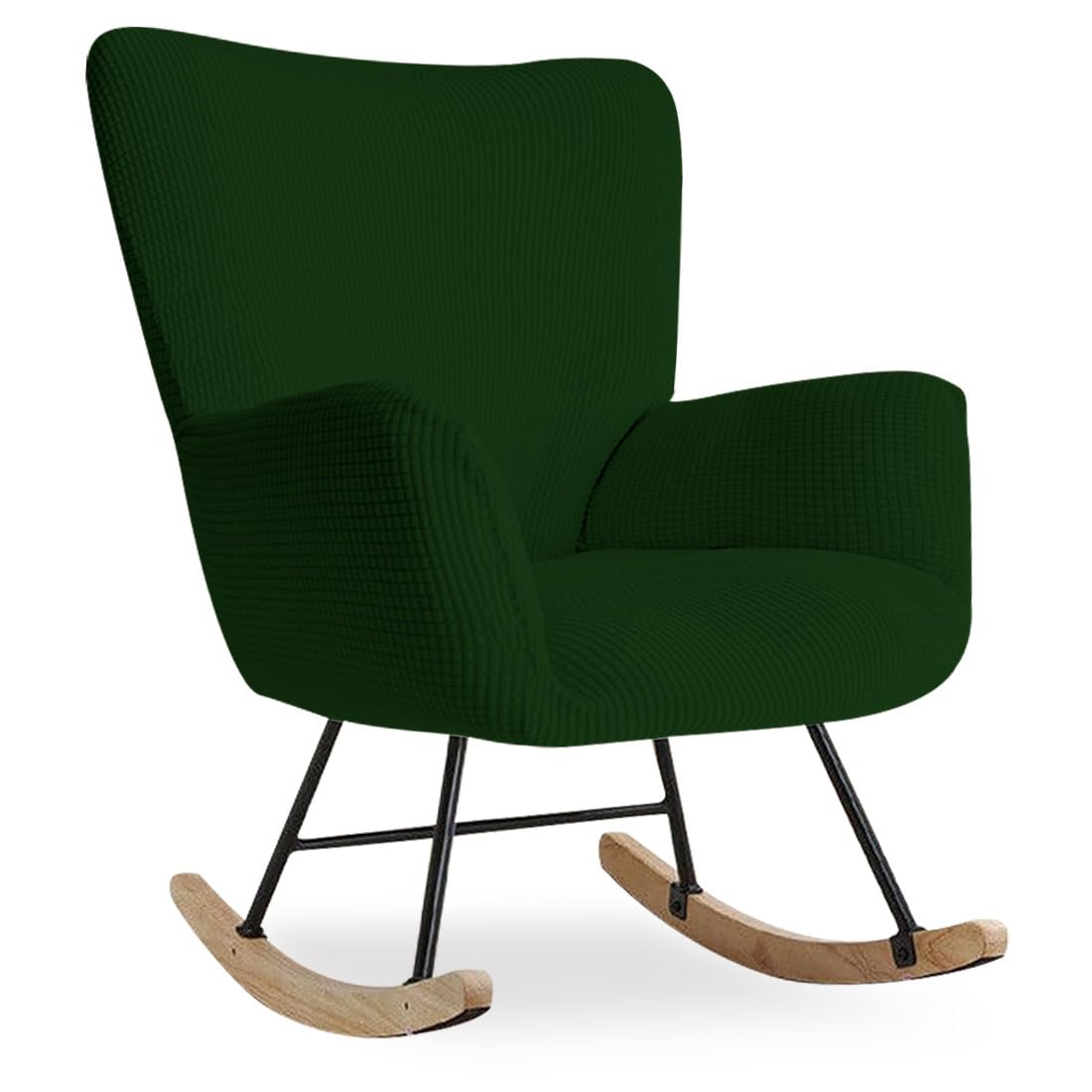 Nursery Rocking Chair Cover Stretch Glider Chair Covers Jacquard Modern Reading Chair Accent Slipcover Armchair Protector for Living Room Nursery Bedroom, Dark Green