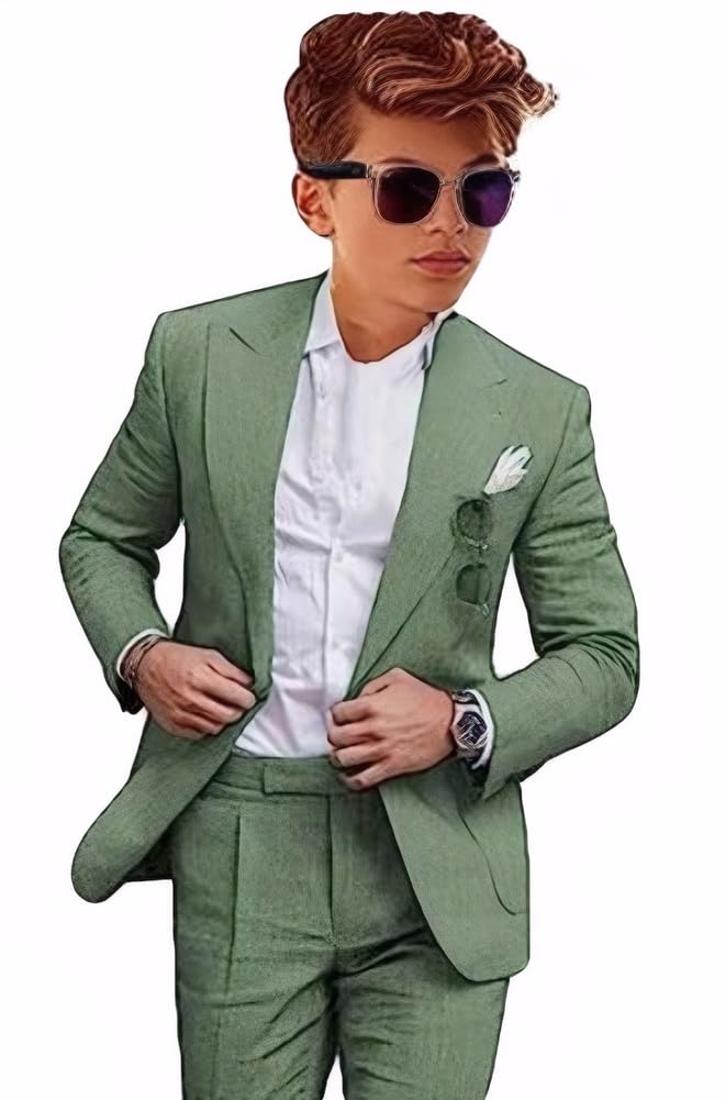 Costume en lin pour garçon 2 pièces léger veste pantalon d'été garçon costume formel