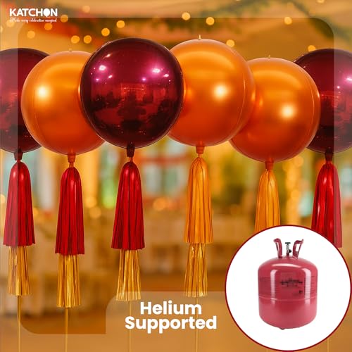 Image of Katchon, Large Metallic Maroon and Orange Foil Balloons -22 Inch-Pack of 6 | Fall Decorations For Home | Thanksgiving Balloons | Thanksgiving Decorations | 4D Foil Balloon Orange, Red Party Decoration