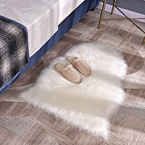 White Faux Fur Rug，Faux Sheepskin Fur Seat Covers,White Fluffy Area Rug Decor Throw Rug Carpets For Bedroom Living Room 2 X 3 Feet #TOP5