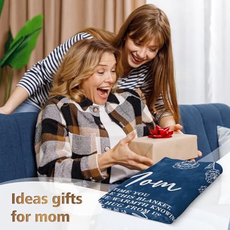 GiltGlimmer Gifts for Mom, Mom Birthday Gifts Blanket, Moms Gift for Women from Daughter Son, We Love You Present for Mother Mommy Christmas Mothers Day 60 x 50, Blue