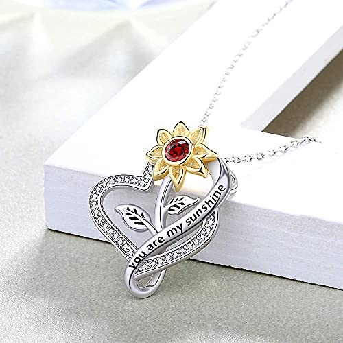 Bolelis 925-Sterling-Silver Sunshine Sunflower Necklace For Women - You Are My Sunshine Infinite Love Pendant Necklaces Mothers Day Chrismas Day Jewelry Gifts For Women Grils Mom #TOP4