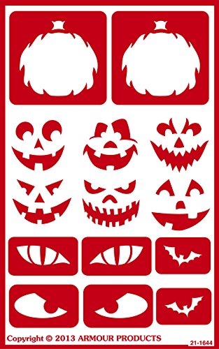 Armour Products Over N Over Glass Etching Stencil, 5-Inch by 8-Inch, Halloween Faces