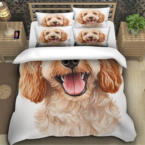 Parure de lit 3d imprimée chien avec housse de couette single en microfibre - 5