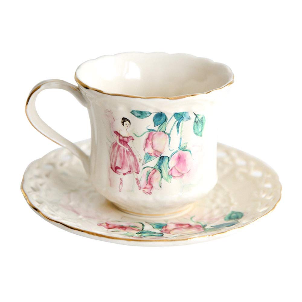 Ceramiczny zestaw filiżanek i spodków do kawy wielokrotnego użytku o pojemności 200 ml, 6,76 uncji Śliczne popołudniowe filiżanki do espresso Kubki na mleko Kubki na koktajle z uchwytem Napoje